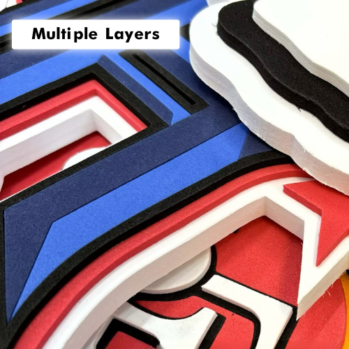 an image showing the different layers of our fan chains emblems made of PVC